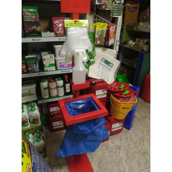 Stojak na płyn do dezynfekcji i rękawiczki