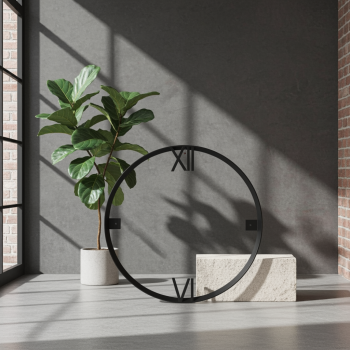 Obręcz stalowa pod zegar z godzinami rzymskimi LOFT