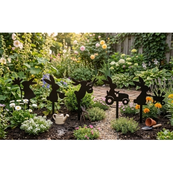 Króliczki - ozdoby ogrodowe - 5 szt (kpl)